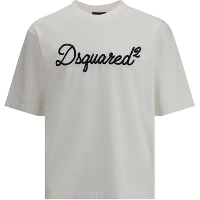 Dsquared2 t-shirt wit man logo geborduurd