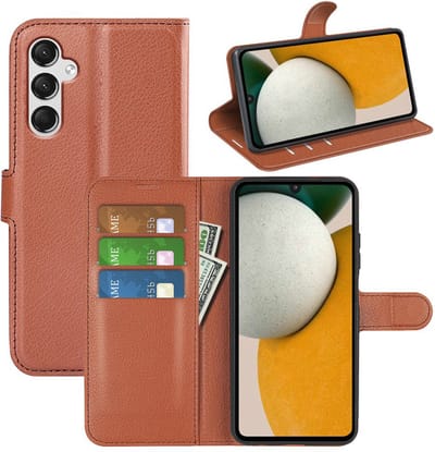 MobyDefend Hoesje - Geschikt voor Samsung Galaxy A15 - Kunstleren Wallet Book Case (Sluiting Voorkant) - Bruin