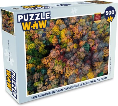 Puzzel Een assortiment aan gekleurde bladeren in de boom - Legpuzzel - Puzzel 500 stukjes