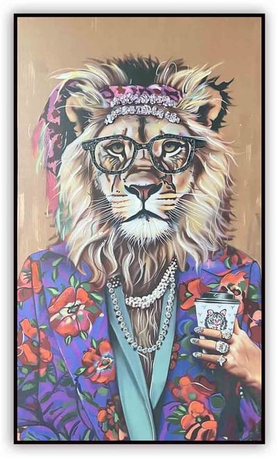 Schilderij coffee lion 70x120cm