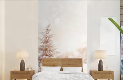Behang - Fotobehang Boom - Sneeuw - Winter - Breedte 120 cm x hoogte 240 cm