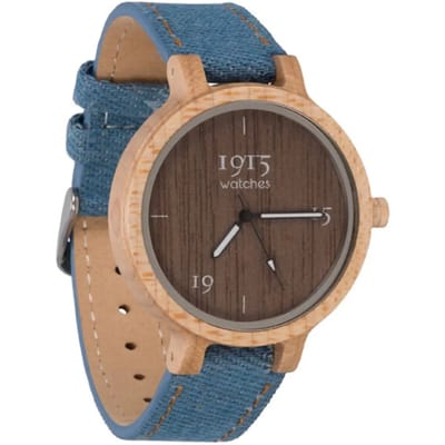 1915 Watches Houten Horloge - Dames - Denim Raw Series - Esdoorn