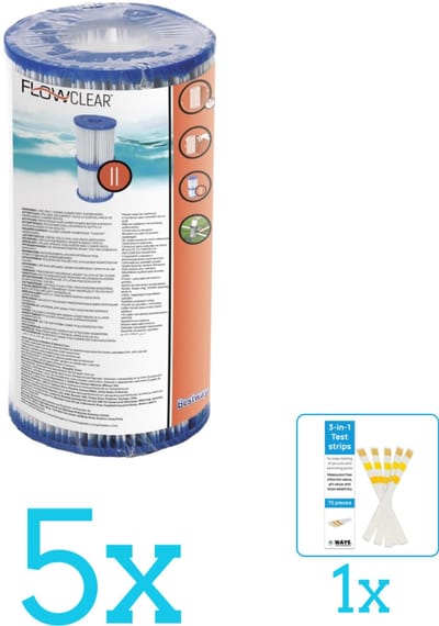 Bestway - Flowclear - Filtercartridge Type II - Volumebundel - Filter - 5-delig