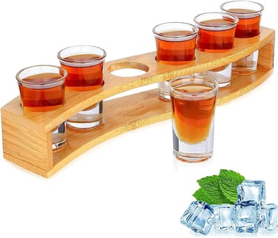 Set van 6 Shotglazen van 30ml met Drink Serving Board Organizer voor Liqueur, Tequila en Whisky