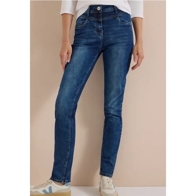 Jeans met High Waist en smalle pijpen in Slim Fit