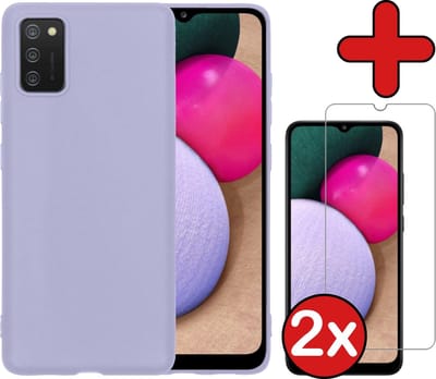 Hoesje - Met 2x Screenprotector - Geschikt voor Samsung Galaxy A03s - Sterk & Shockproof - Telefoon Hoes - Back Cover - Siliconen Case - Telefoonhoes - Lila