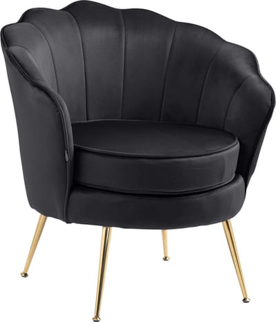 CLP Rosita Fauteuil - Met armleuning - Goudkleurig metalen frame - Velvet - Fluweel - zwart