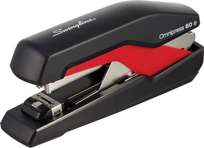 Nietmachine - Papierbinder - Papier Snel Verwerken - Gepatenteerde Omnipress Technologie - Tot 60 Vel - Zwart/Rood