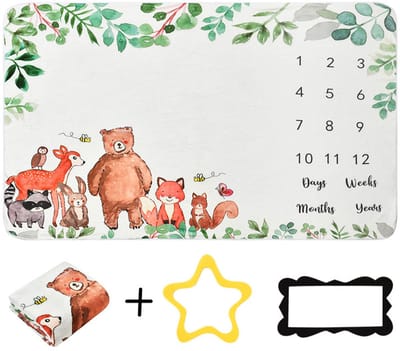 Babydeken - Registreert de maandelijkse groeimijlpalen van je baby - Geschikt voor newbornfotografie - Een persoonlijk kraamcadeau voor kersverse moeders - Afmeting 150x100cm -Stijl 2