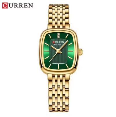 Curren Horloge – Vrouwen – Goudkleurig met Groene Wijzerplaat – Model 9093 – Luxe Dameshorloge – Perfect Cadeau