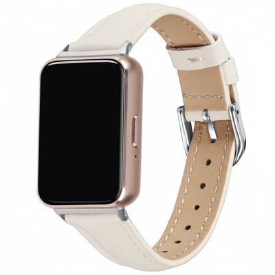 Leren bandje - geschikt voor Huawei Watch Fit 5 (PRO), Watch Fit 4 (Pro), Watch Fit 3 - leer met gespsluiting - beige