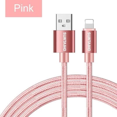 Maat 1M - 2.4A USB-kabel voor iPhone X oplaadkabel voor iPhone XR MAX XS 8 7 6 plus 5s datakabel - Roze