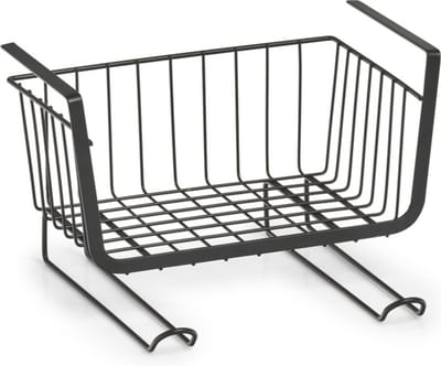 1x Zwarte opberg/opruim hangmandjes met haken 31 cm - Huishouding - Opbergen/opruimen - Opbergmanden/opruimmanden - Hangmanden voor in de kast