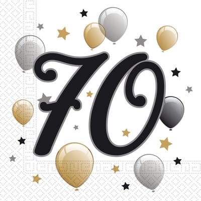 Procos ​​​​​​​servetten 70 Jaar 33 X 33 Cm Papier Wit/goud 20 Stuks