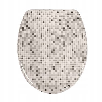 Namajunas - WC-brillen - Wc bril softclose - Toilet bril - Universele vorm WC Bril - Duroplast - Antibacterieel - Moderne Mozaïek - Met Deksel - RVS Bevestiging - Easy Clean - Snelle montage en demontage - Inclusief Bevestigingsmateriaal