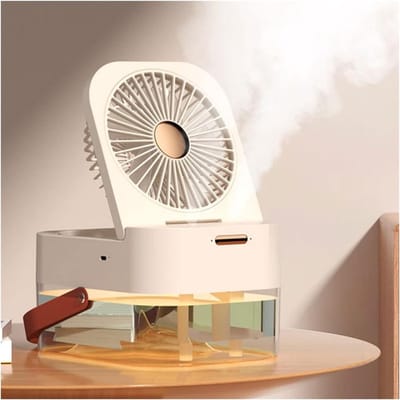 Luchtbevochtiger Ventilator - Desktop Cooler - Frisse Lucht - Met Nachtlampje - 2.5L Tank - Wit