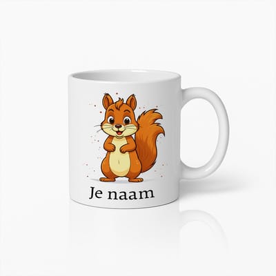 Gepersonaliseerde Eekhoorn Mok – Koffiebeker met Eigen Naam – Schattig Dier Cadeau voor Kinderen en Natuurliefhebbers