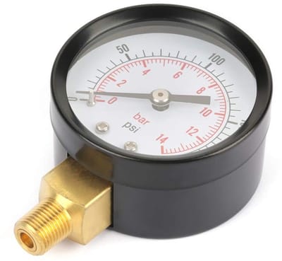 Allecto - Manometer Dual Scale - Drukmeter voor Lucht en Gas - Corrosiebestendig - Metaal - Watermeter - Bevestiging - Geschikt voor Air Tank