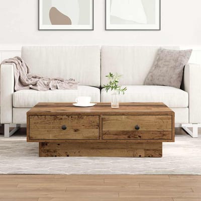 vidaXL - Salontafel - Oudhout - 90 - x - 90 - x - 28 - cm - Bewerkt - hout
