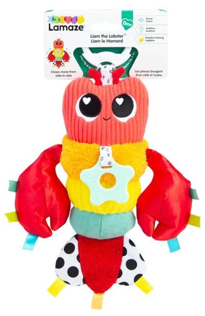 Lamaze speelgoed Liam de kreeft Clip & Go sensorisch baby speeltje.