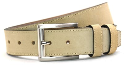 Yadka beige suède riem - Pantalon & Jeans Broekriem beige - 4 cm breed - maat 85 totale lengte 100 cm