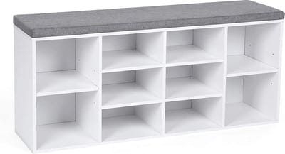 Schoenenkast met Zitvlak - Wit/ Grijs
