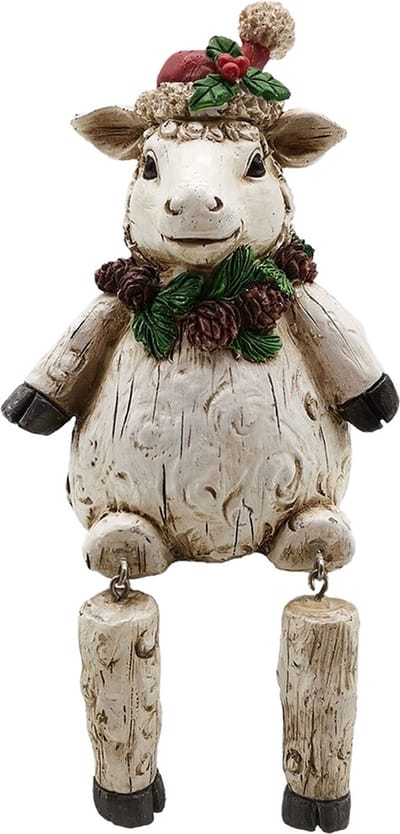 Clayre & Eef Beeld  Schaap 7*7*10 cm Grijs Kunststof Woonaccessoires beeld decoratie  Decoratieve Accessoires