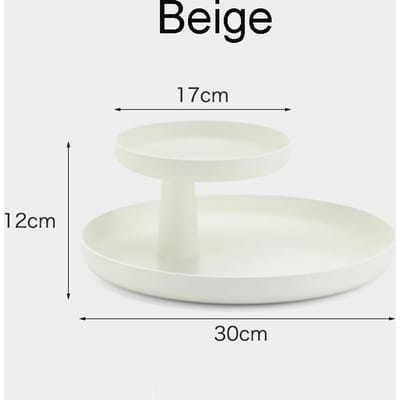 Draaibare Nordic Opbergplateau Stock Juwelendoos Rek Rond 2 Lagen ABS Kunststof Fruitschaal beige