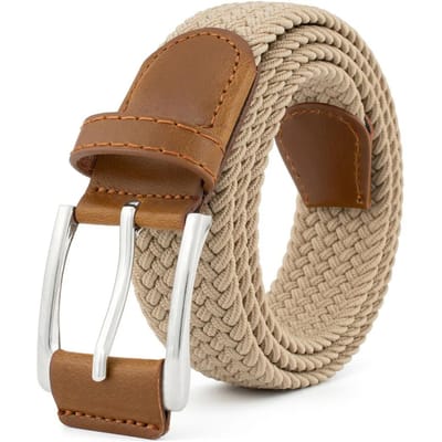Ceinture extensible tissée respirante avec boucle ardillon en alliage pour hommes femmes Haute Qualité Décontractée Jean Golf Toile Multifonctionnelle Ceinture Extérieure 105CM brown