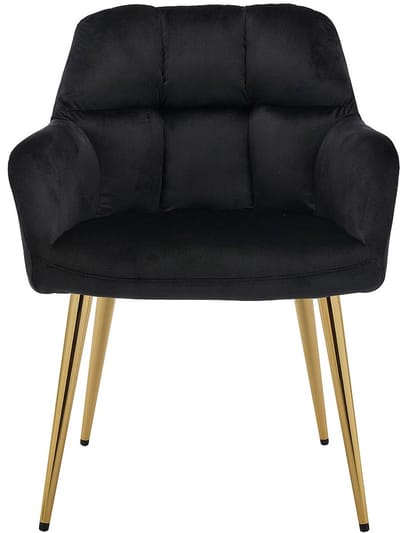 Vente-unique Set van 2 stoelen met armleuningen van velours en goudkleurig metaal - Zwart - PEGA van Pascal MORABITO