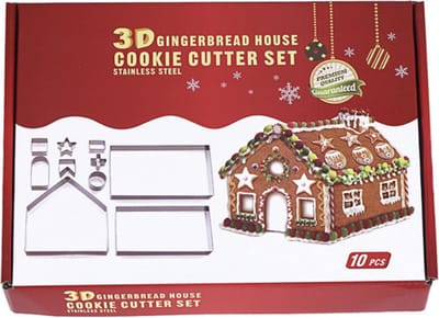 bakvorm peperkoekhuisje - set van 10 uitstekers - uitsteekvormpjes - rvs uitsteekvormen - koekjesvormen - bakvormen - Blijderij