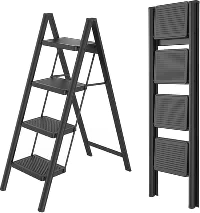 Opstap trapje-Ladder-Opvouwbare Trap-Huishoudelijke Trap met Brede Antislip Treden- Multifunctionele Opstapkruk- Makkelijk Op te Berg-4 trappen.