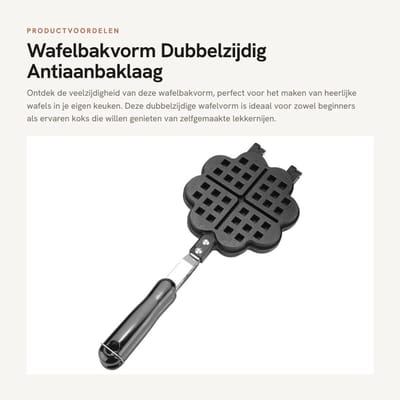 Dailygoods - Wafelbakvorm - Dubbelzijdig - Antiaanbaklaag - Zwart - Bakgereedschap - Herbruikbaar - Geschikt voor Thuisgebruik - Compact