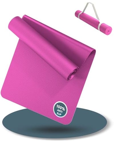Yogamat Roze 180x60 cm - Antislip Sport- en Fitnessmat met Draagriem - Ideaal voor Yoga-oefeningen en Workouts
