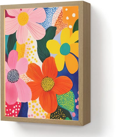 Wandlamp 30x40 cm - Oplaadbaar - Bloemen - Kleurrijk - Stippen - Wandlampen binnen woonkamer - Slaapkamer lamp - Decoratieve nachtlamp - Vloerlamp draadloos