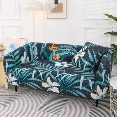 1 stuks elastische bedrukte bankhoes, allesomvattend, antislip, seizoensbestendig, kat-/stofwerend, wasbaar/duurzaam, voor huisbankdecoratie&bescherming 1-Seater blue