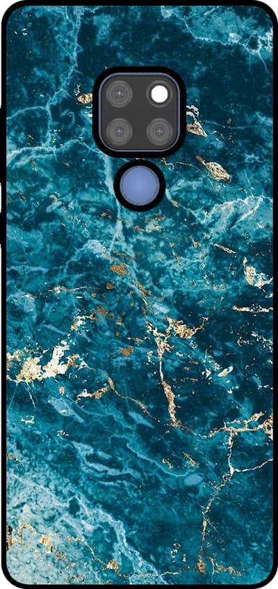 Smartphonica Telefoonhoesje Geschikt voor Huawei Mate 20 met marmer opdruk - TPU backcover case blue marble design - Blauw geschikt voor Huawei Mate 20