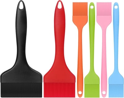 6 stuks siliconen bakkwasten, 21 cm siliconen kwast keuken, hittebestendig non-stick, extra brede oliekwast voor bakken, grillen, koken, BPA-vrij