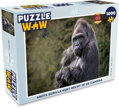 Puzzel Grote Gorilla kijkt recht in de camera - Legpuzzel - Puzzel 1000 stukjes volwassenen