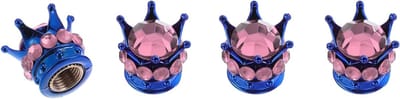 Decoratieve Ventieldoppen voor Auto en Truck - 4 Stuks - 15mm - Stofdoppen in Blauw en Roze - ABS en Koper