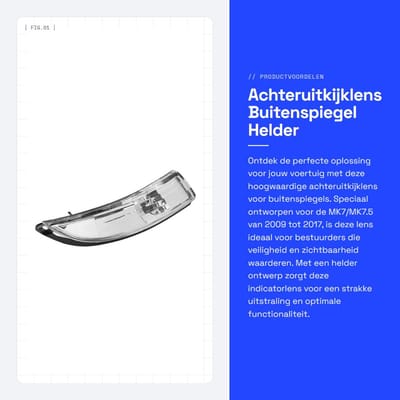 Dailygoods- Achteruitkijklens - Buitenspiegel Indicatorlens - Helder - MK7/MK7.5 2009-2017 - Eenvoudig te installeren - Directe vervanging