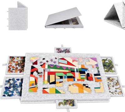 Kantelbare Puzzeltafel - Puzzelbord Opvouwbaar - Ontspannen Puzzelen - Met 6 Laden - 74 x 53 cm - Grijs