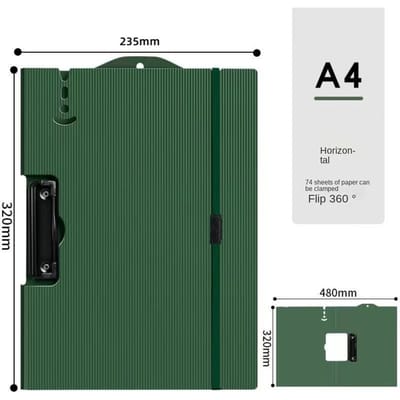 Planche à pince A4 de qualité supérieure pour école, classeur A4, tableau mémo avec sangles, bloc-notes A4 étanche, planche A4 pliable horizontalement avec pince