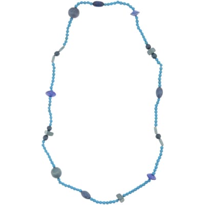 Behave – Ketting – Houten kralen – Blauw;Grijs – 90 cm – Boho Chic