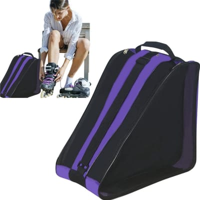 1 stuk Schaatsentas - Verstelbare schouderriem - Ruime opbergtas voor schaatsen - Geschikt voor meisjes, jongens en volwassenen - Biedt plaats aan inline skates en accessoires - 38*25*36 cm - Paars-zwart
