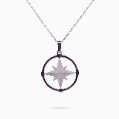 Pinchme Charms - Grote Windroos bedel 26 mm  – Stijlvol jouw pad bepalen - Echt zilver - Handgemaakt in Nederland - Luxe cadeauverpakking - Ketting Sieraden