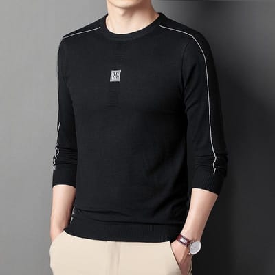 Lente en Herfst Nieuwe Heren Pullover Trui Koreaanse Stijl Ronde Hals Onderlaag Trui Middelbare Leeftijd Dunne Trui XXXXL