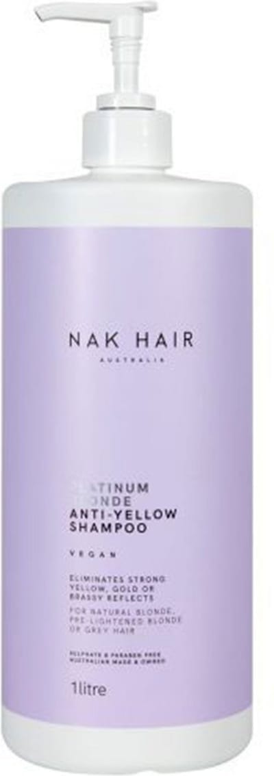 NAK Platinum Blonde Anti-Yellow Shampoo 1 Litre - Normale shampoo vrouwen - Voor Alle haartypes - 1 ltr