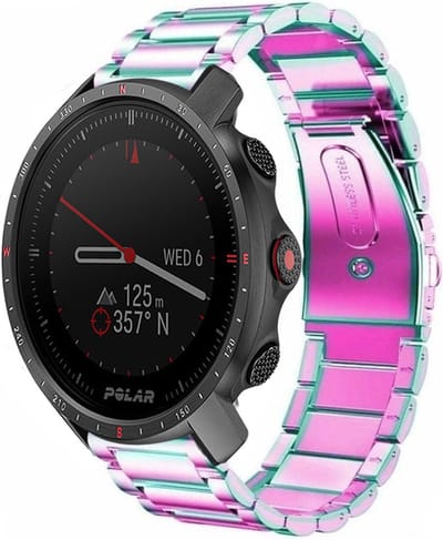 Strap-it Stalen schakel bandje - geschikt voor Polar Grit X / Grit X Pro / Vantage M / M2 / M3 / V3 - regenboog