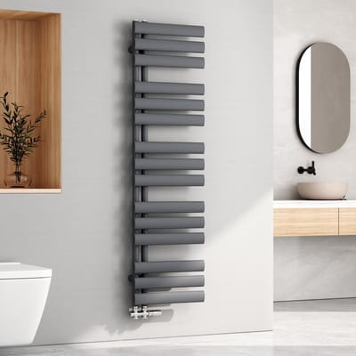 EMKE Handdoekradiator - Ovale Buizen - Mat Antraciet - 143x40 cm - 484 W - Badkamer Verwarming - CV Radiator